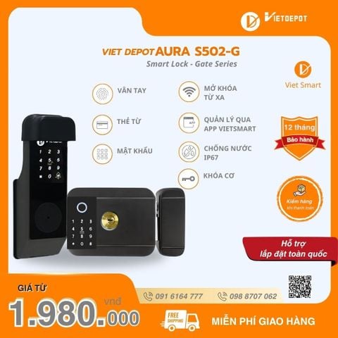  Khóa cửa cổng thông minh Viet Depot Aura S502-G 