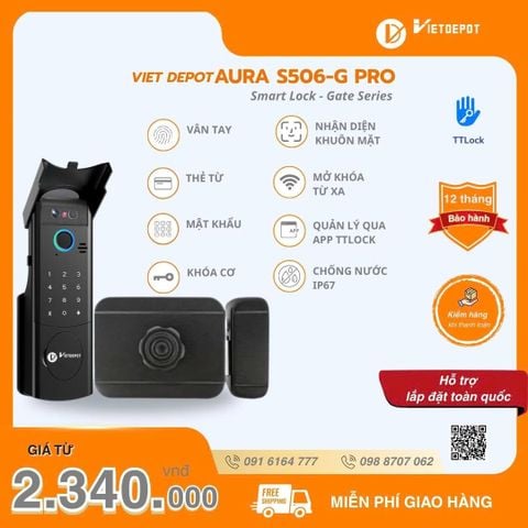  Khóa cửa cổng thông minh Viet Depot Aura S506-G Pro 