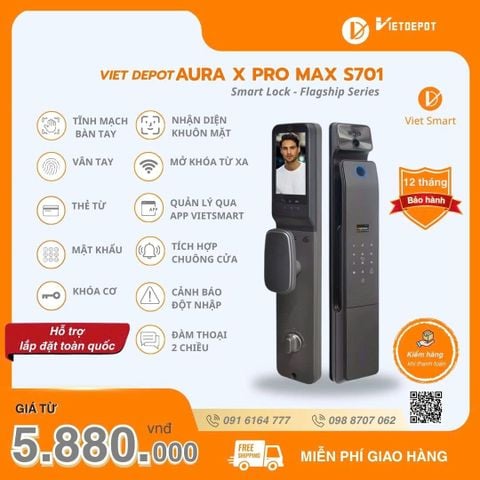  Khóa cửa thông minh Viet Depot Aura X Pro Max S701 