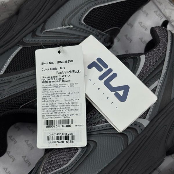 Giày Fila Sneakers Interun 'Black Grey'  - 1RM02699G-001 - 1296