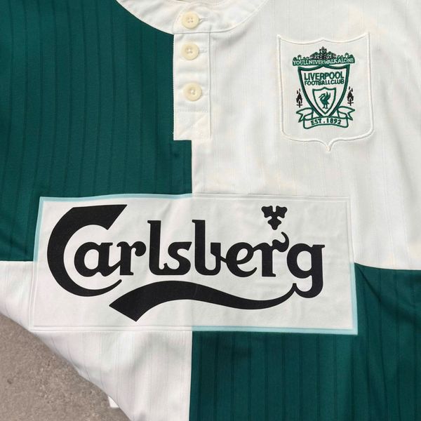 Áo Liverpool FC Retro 95 96 Mens Green White Carlsberg Soccer Jersey - A22HS04 - 1341