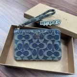 Ví Coach Corner Zip Wristlet Wash Denim - 1174