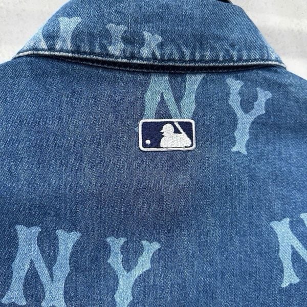 Áo Sơ Mi MLB Denim Unisex Tay Ngắn Basic Multi Mega Logo Prints - 3ADRB0243-50INS - 1350