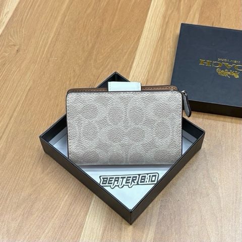 Ví Nữ Coach Medium Corner Zip Wallet Sand Chalk  Signature Canvas - CW786 IMXDM  - 1156