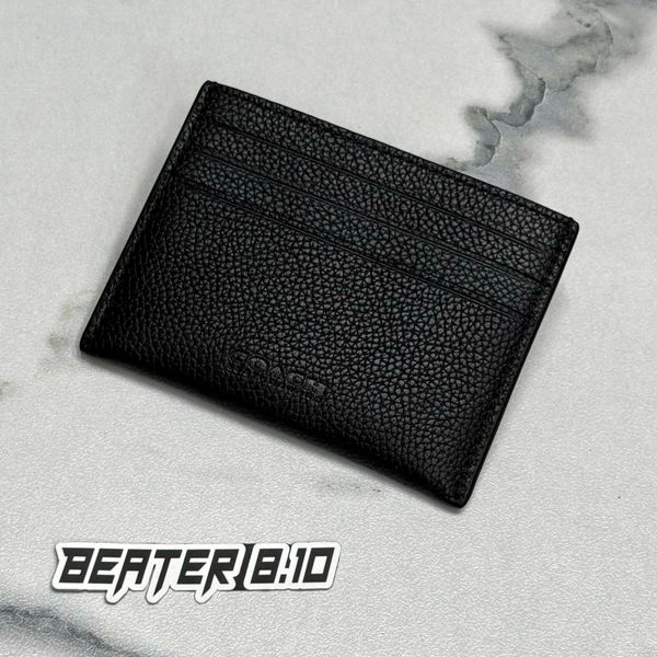 837 - Ví Coach Card Case Canvas Dáng Gập Đứng C Metal Black - CC129