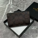 Ví Coach Nữ Outlet Medium Corner Zip Wallet Signature Brown Black  - C0082 IMAA8 - 1155
