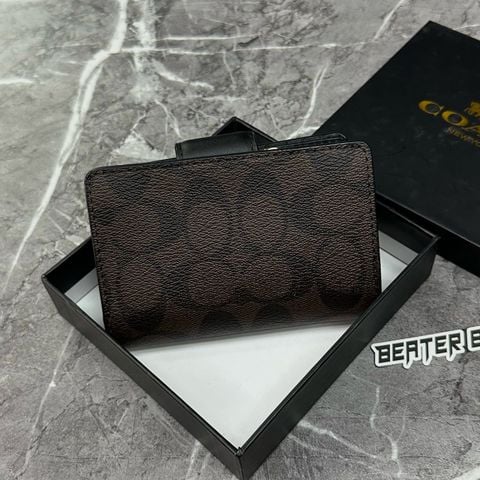 Ví Coach Nữ Outlet Medium Corner Zip Wallet Signature Brown Black  - C0082 IMAA8 - 1155