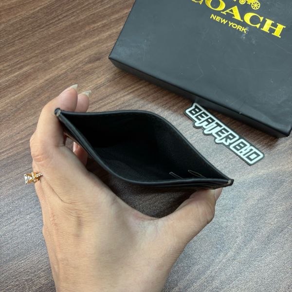 948 - Ví Coach Slim Card Case Signature Canvas Black - B2580 - 936