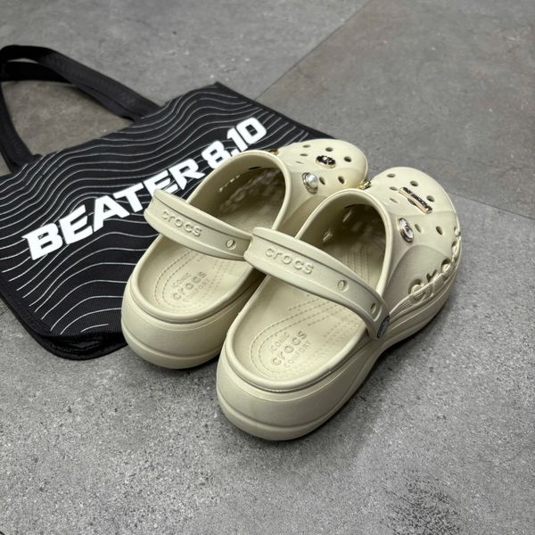 568 - Dép Sandal Clog Unisex Crocs Baya Platform Beige - 208186-11S