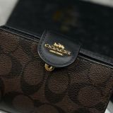 Ví Coach Nữ Outlet Medium Corner Zip Wallet Signature Brown Black  - C0082 IMAA8 - 1155