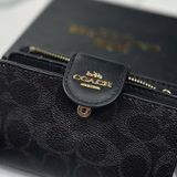 Ví Coach Medium Corner Zip Wallet Midnight Black In Signature Canvas- CW786 MD/BL - 1158