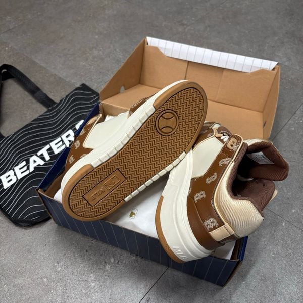 489 - Giày MLB Chunky Liner Mid Monogram Boston Red Sox Brown - 3ASXCLP3N-43BRD