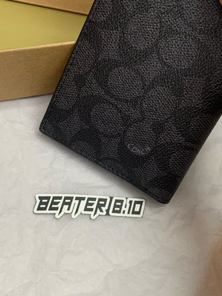 900 - Ví Coach 931 Breast Pocket In Signature Canvas Retail Màu Đen - B2580 931