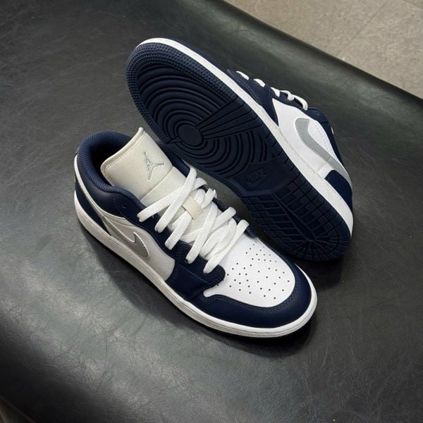 514 - Giày Nike Air Jordan 1 Low 'White Grey Navy' - 553560-141