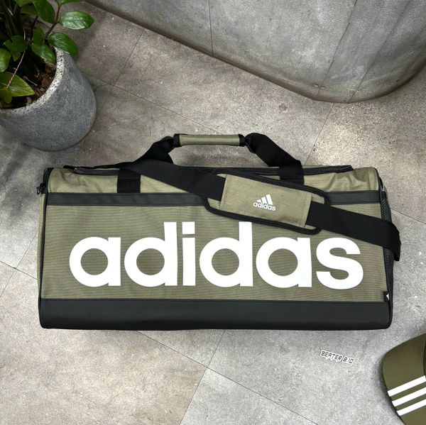 Túi Adidas Duffel Linear Essentials Olive Strata Cỡ Vừa - HR5350 - 1375