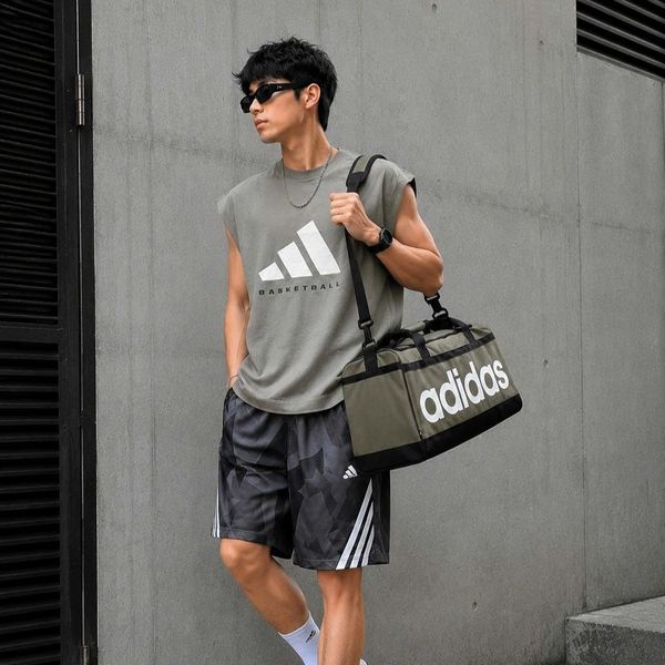 Túi Adidas Duffel Linear Essentials Olive Strata Cỡ Vừa - HR5350 - 1375