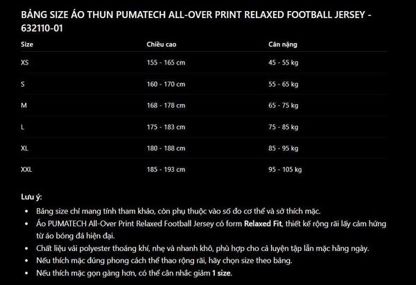 Áo Thun PUMATECH All-Over Print Relaxed Football Jersey Unisex - 632110-11 - 1409