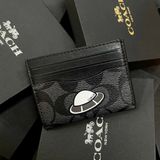 854 - Ví Coach Card Case Canvas Card Holder Horse Brown