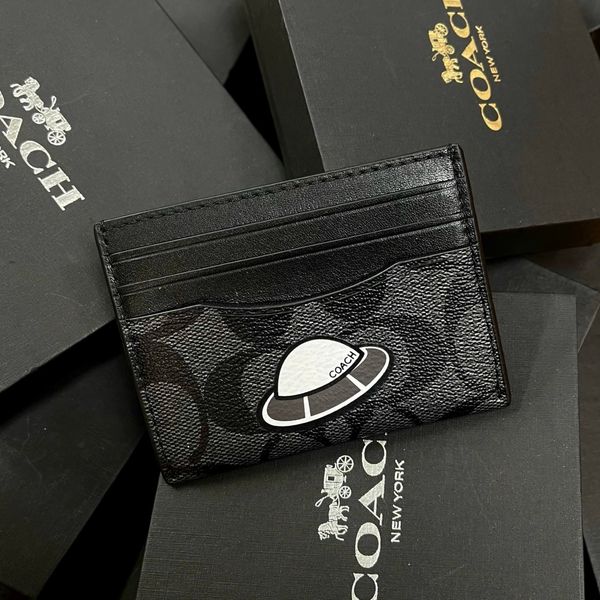 854 - Ví Coach Card Case Canvas Card Holder Horse Brown