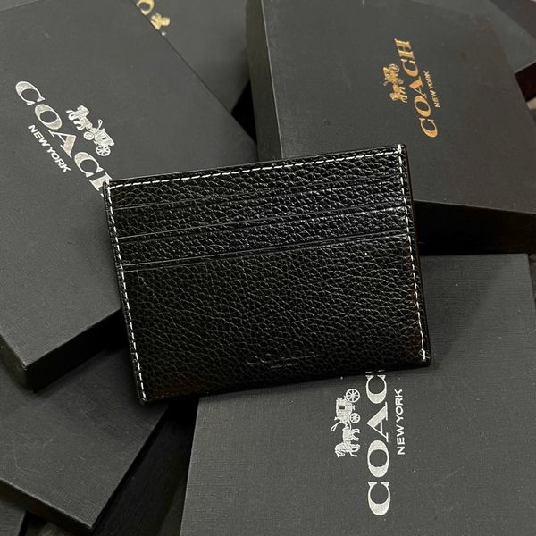 854 - Ví Coach Card Case Canvas Card Holder Horse Brown