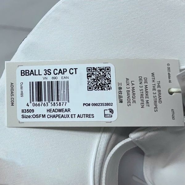 Mũ Nón Adidas Cotton Twill 3 Gạch White - II3509 - 1374