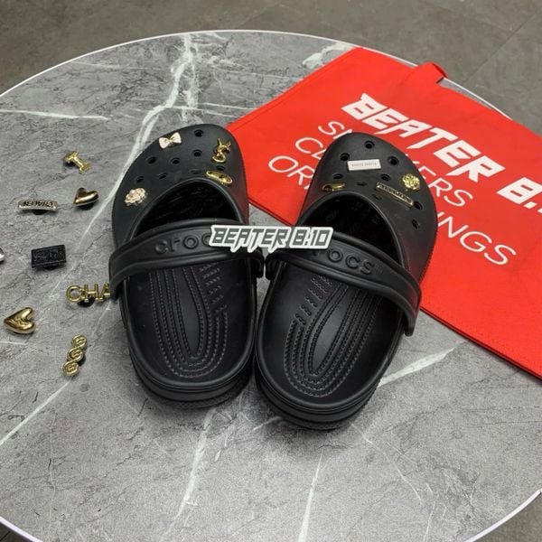 418 - Dép Sandal Clog Unisex Crocs Classic (Black/ White/ Bone/ Blue)