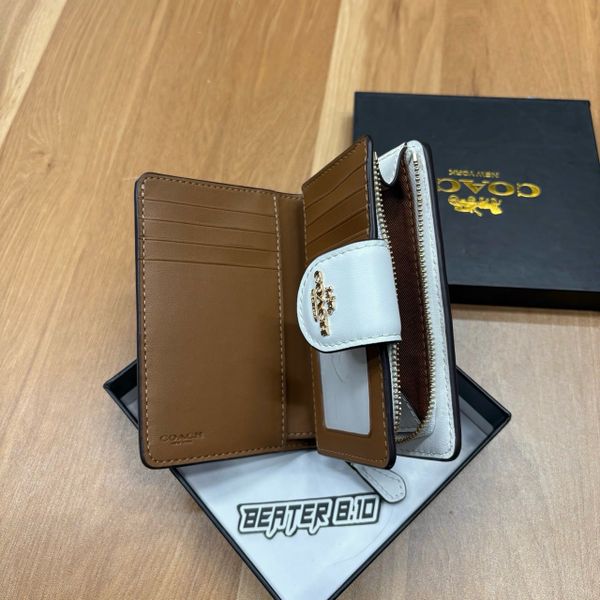 Ví Nữ Coach Medium Corner Zip Wallet Sand Chalk  Signature Canvas - CW786 IMXDM  - 1156