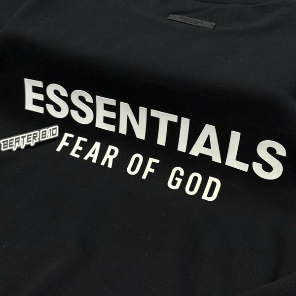 1028 - Áo Sweater Fear of God Essentials Fleece 'Black' Crewneck - 192HO246260F