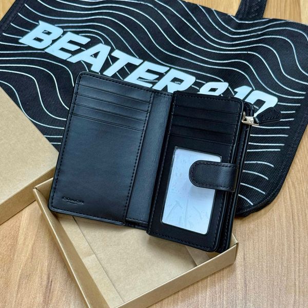 851 - Ví Coach Medium Corner Zip Wallet Khaki Black - F23553