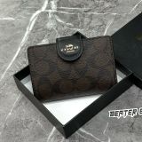 Ví Coach Nữ Outlet Medium Corner Zip Wallet Signature Brown Black  - C0082 IMAA8 - 1155