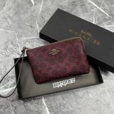 Ví Coach Corner Zip Monogram Wristlet 'Navy' & 'Burgundy' In Signature Canvas  - F2648 - CEY93 - 1159