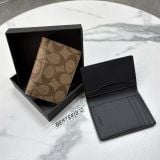 805 - Ví Coach Card Holder Signature Canvas Charcoal Black - F66549