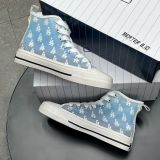 252 - Giày MLB Playball High Blue Monogram LA Dodgers Mesh - 3ACVCMM2N-07BLS