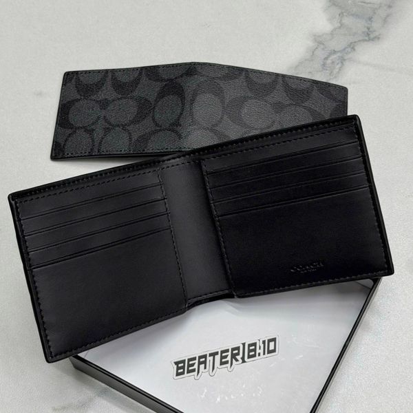 835 - Ví Coach Nam 3 In 1 Canvas Charcoal Denim Chalk - 3008