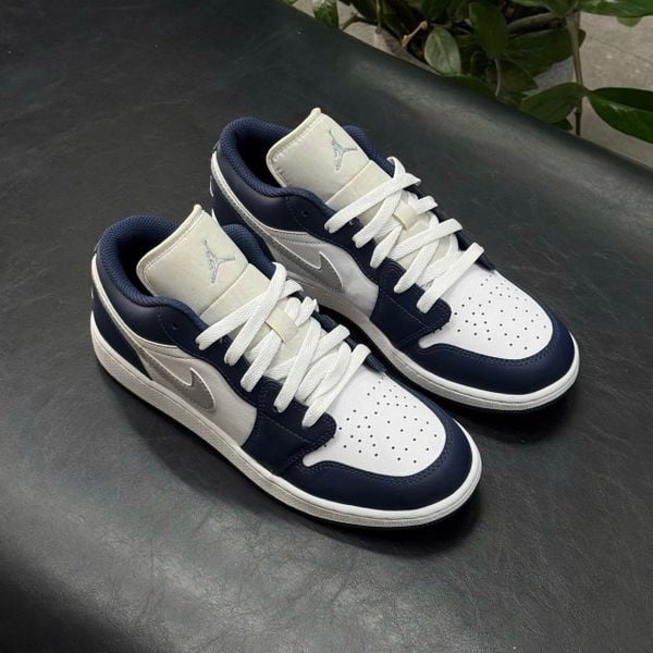 514 - Giày Nike Air Jordan 1 Low 'White Grey Navy' - 553560-141