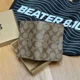 845 - Ví Coach Medium Corner Zip Wallet In Signature Canvas Khaki Red - C0082