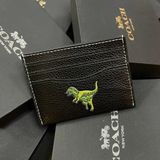 854 - Ví Coach Card Case Canvas Card Holder Horse Brown