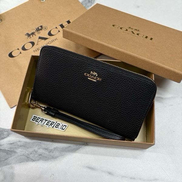 Ví Coach Cầm Tay Dáng Dài Zip Signature Black - C4451 - 1149