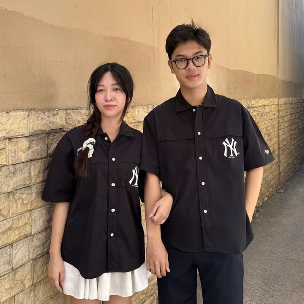 838 - Áo Sơ Mi New Era Yankees Styles Black Woven Shirt - 13957236