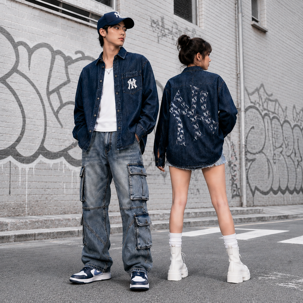 Áo Sơ Mi MLB DenimCube Monogram Big Lux - 3ADRM0434-50NYD - 1347