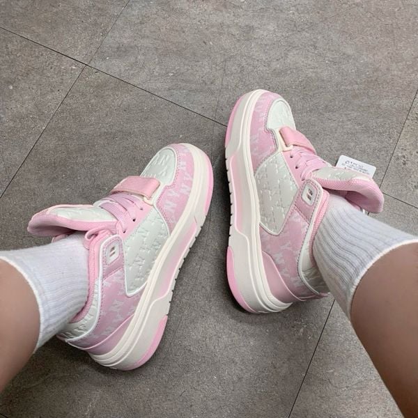 747 - Giày MLB Chunky Liner Mid Classic Mono New York Yankees Pink - 3ASXCMM4N-50PKS