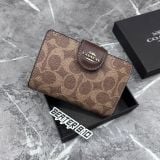 Ví Nữ Coach Medium Corner Zip Wallet Brown Signature - C0082 IME74 - 1154