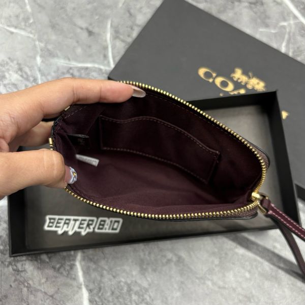 Ví Coach Corner Zip Monogram Wristlet 'Navy' & 'Burgundy' In Signature Canvas  - F2648 - CEY93 - 1159