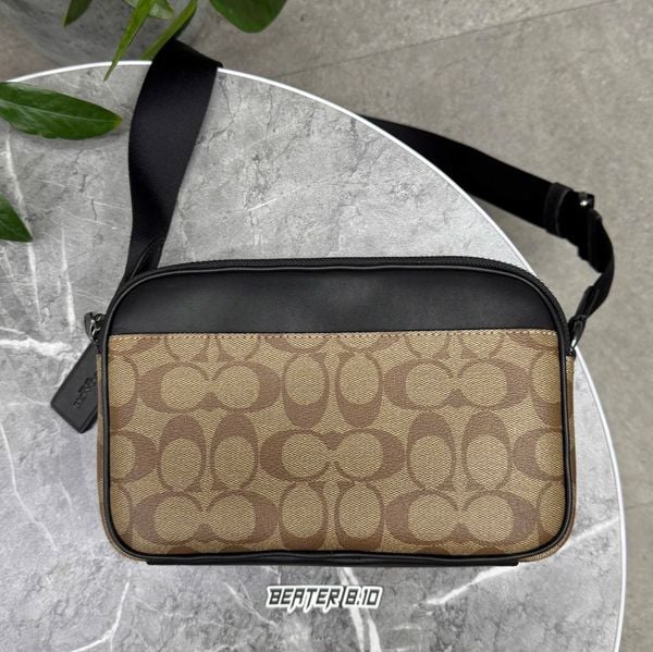 830 - Túi Đeo Chéo COACH Graham Crossbody Signature Canvas Khaki - C4149