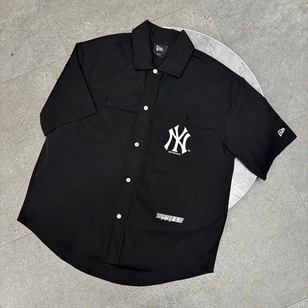 838 - Áo Sơ Mi New Era Yankees Styles Black Woven Shirt - 13957236