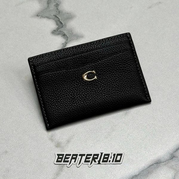 833 - Ví Coach Nam Card Wallet With Signature C Gold Black - CM436