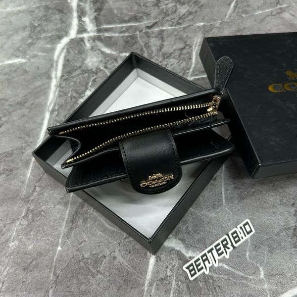 Ví Coach Nữ Outlet Medium Corner Zip Wallet Signature Brown Black  - C0082 IMAA8 - 1155