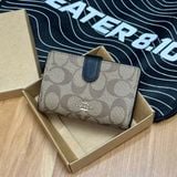 851 - Ví Coach Medium Corner Zip Wallet Khaki Black - F23553