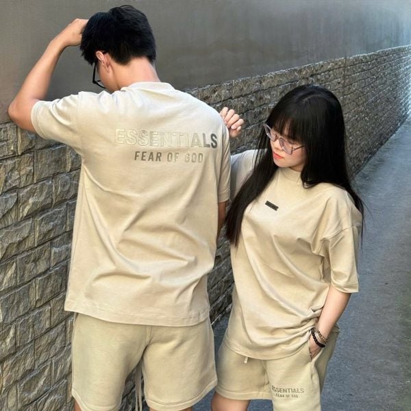 958 - Quần Fear of God Essentials Soccer Fleece Shorts Timber - 160SP252001F