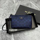 Ví Coach Corner Zip Monogram Wristlet 'Navy' & 'Burgundy' In Signature Canvas  - F2648 - CEY93 - 1159